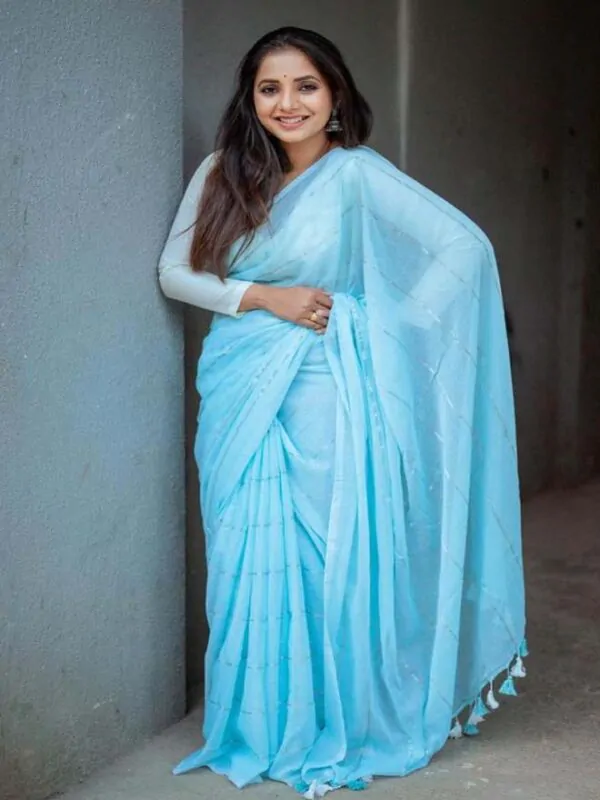 Sky blue suti saree