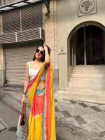 YELLOW TIE AND DYE SAREE