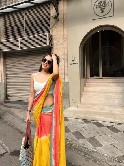 YELLOW TIE AND DYE SAREE