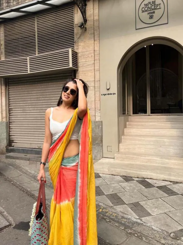 YELLOW TIE AND DYE SAREE