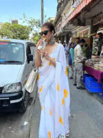 Hibiscus Hand Paint Saree