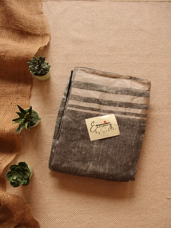Black Linen Saree