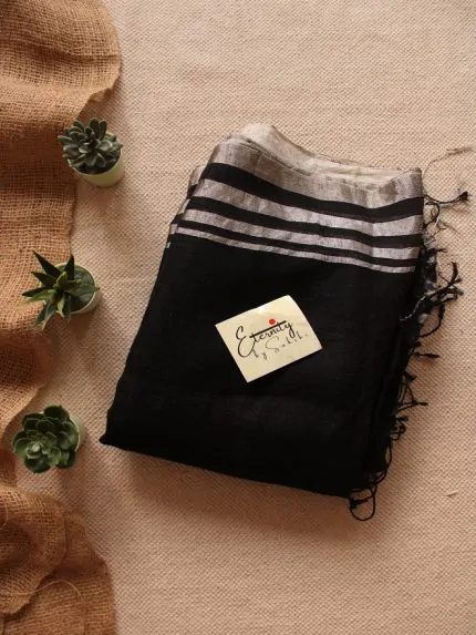 Black Linen Saree