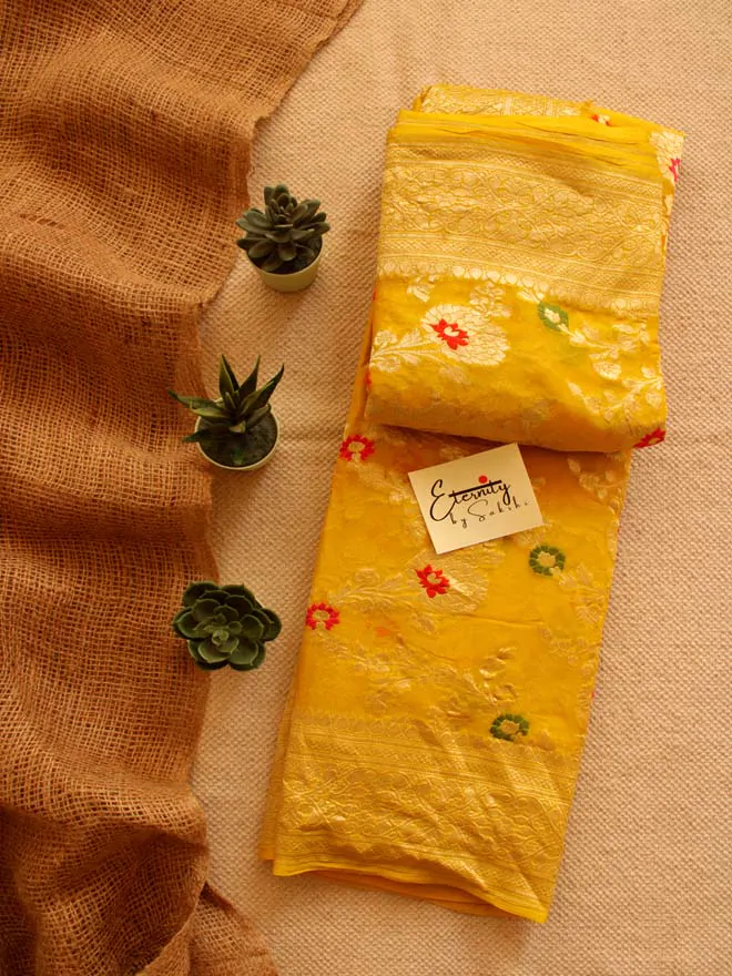Yellow Banarasi Saree
