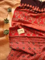 Red Ajrakh Mul Saree