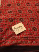 Red Ajrakh Mul Saree