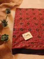 Red Ajrakh Mul Saree