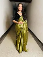 Charcoal Metallic Mul Saree