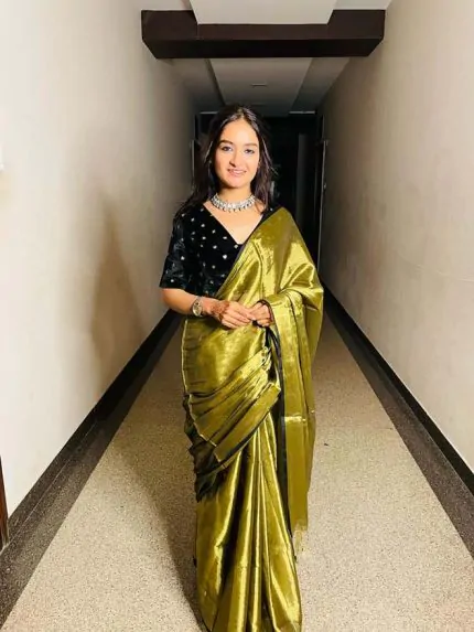 Charcoal Metallic Mul Saree