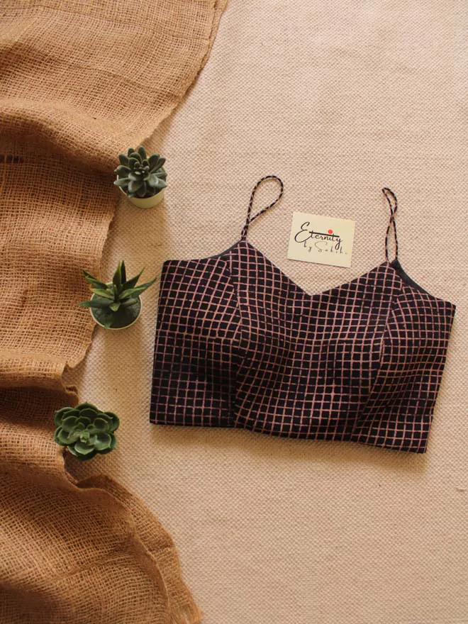 Black Chequered Ready to wear blouse