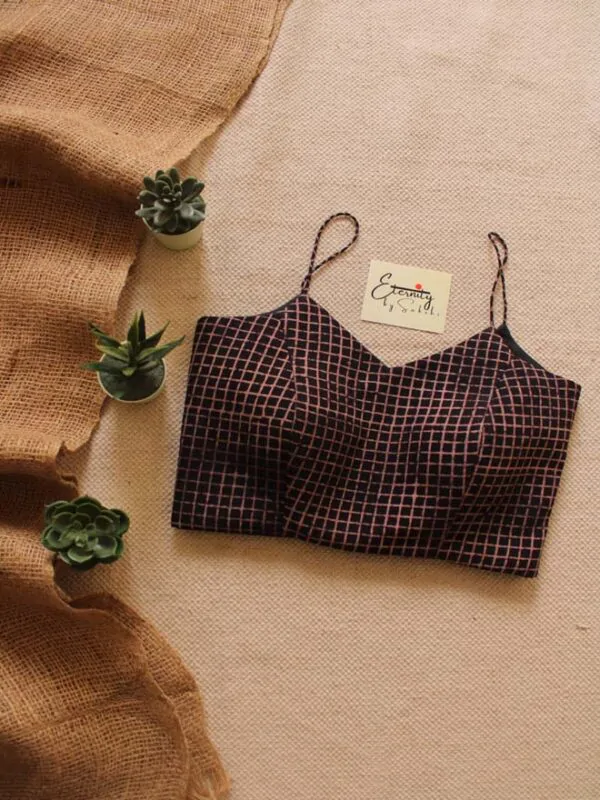 Black Chequered Ready to wear blouse