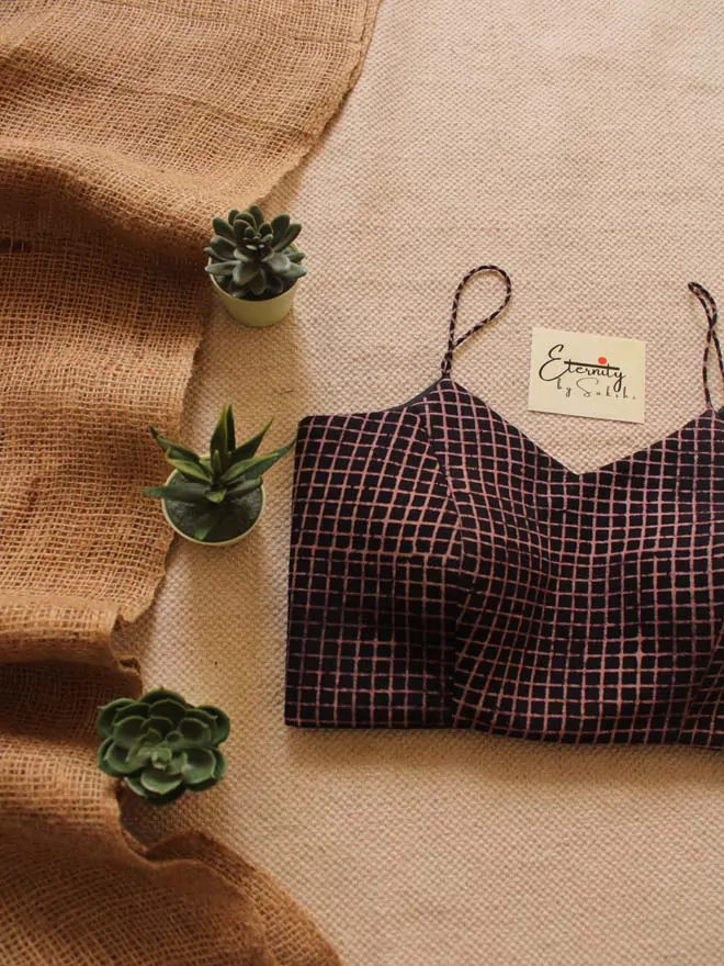Black Chequered Ready to wear blouse