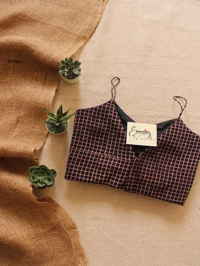 Black Chequered Ready to wear blouse