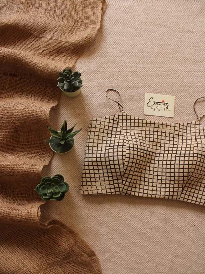 Cream Chequered Ready to wear blouse