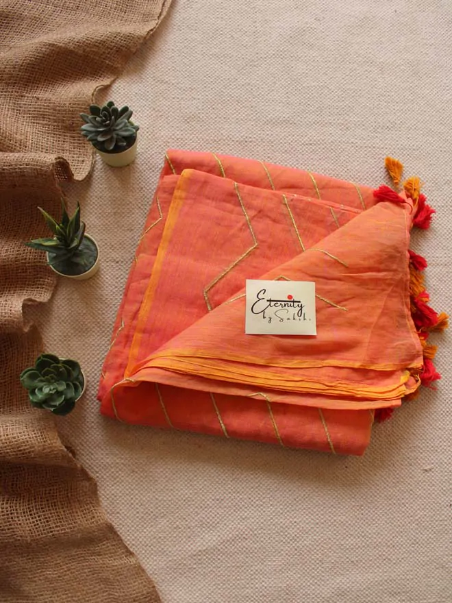 Peach Meena Saree