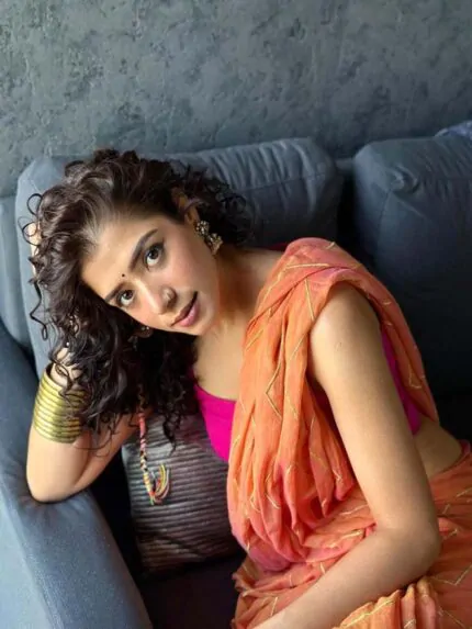 Peach Meena Saree