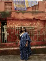 INDIGO HORIZON HANDBLOCKPRINTED COTTON SAREE