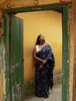 INDIGO HORIZON HANDBLOCKPRINTED COTTON SAREE