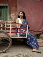 INDIGO HORIZON HANDBLOCKPRINTED COTTON SAREE