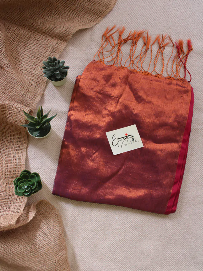 Brown Metallic Mul Saree