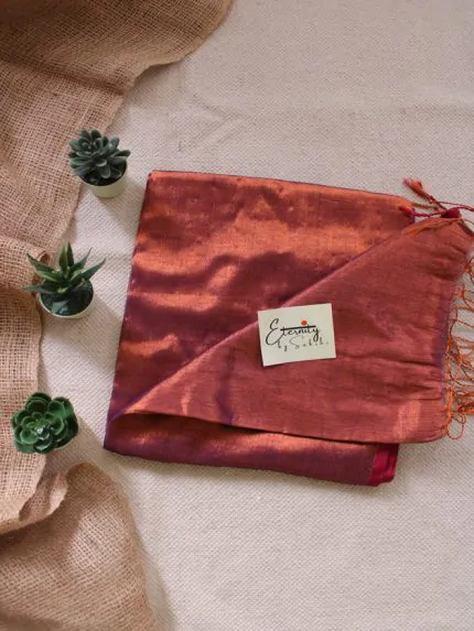 Brown Metallic Mul Saree