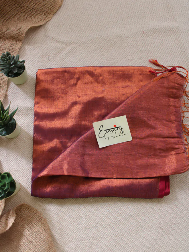 Brown Metallic Mul Saree
