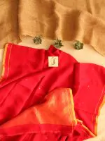 Red Raina Linen Saree