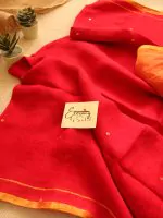 Red Raina Linen Saree
