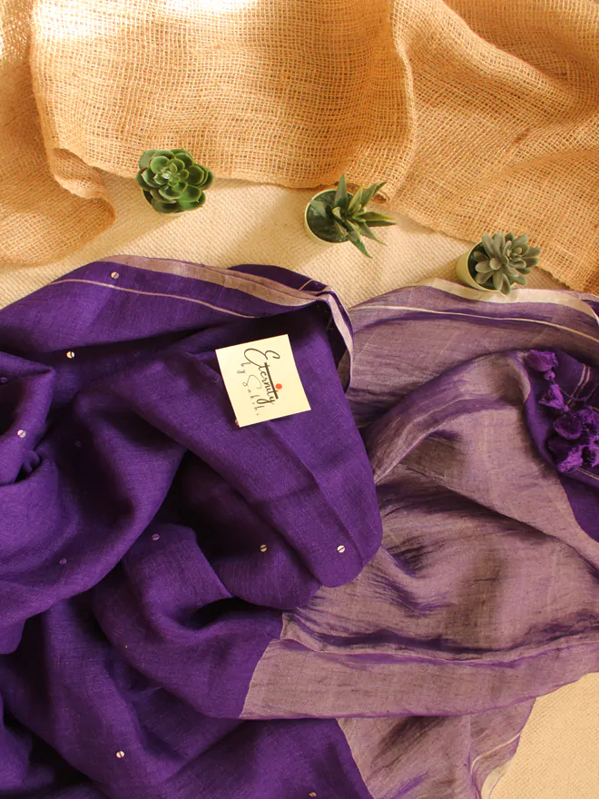 Purple Raina Linen Saree