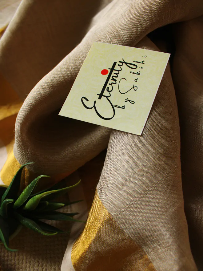 Gold Metallic Linen Saree