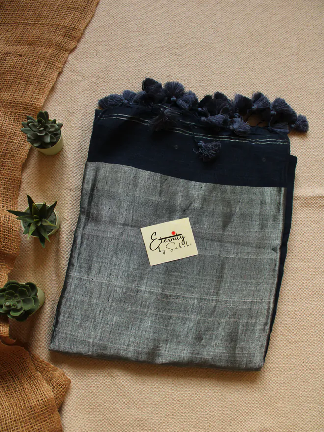 Blue Raina Linen Saree
