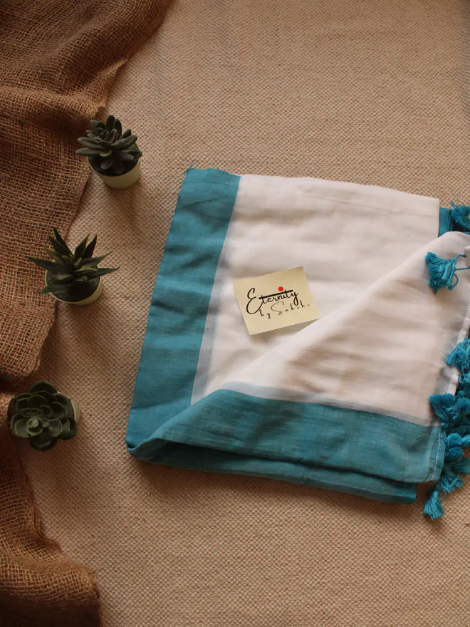 BLUE AND WHITE BREEZY SAREE