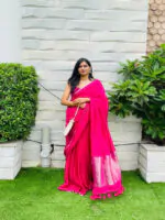 Pink Raina Linen Saree