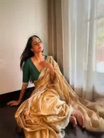 Turmeric Metallic Linen Saree