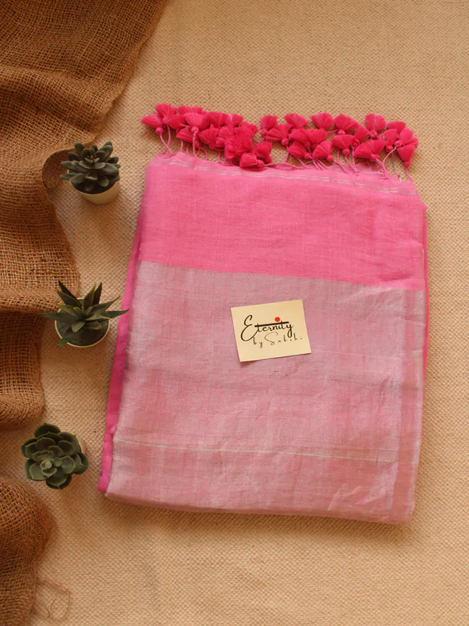 Baby Pink Raina Linen Saree