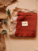 Cinnamon Metallic Linen Saree