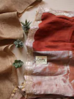 Cinnamon Metallic Linen Saree