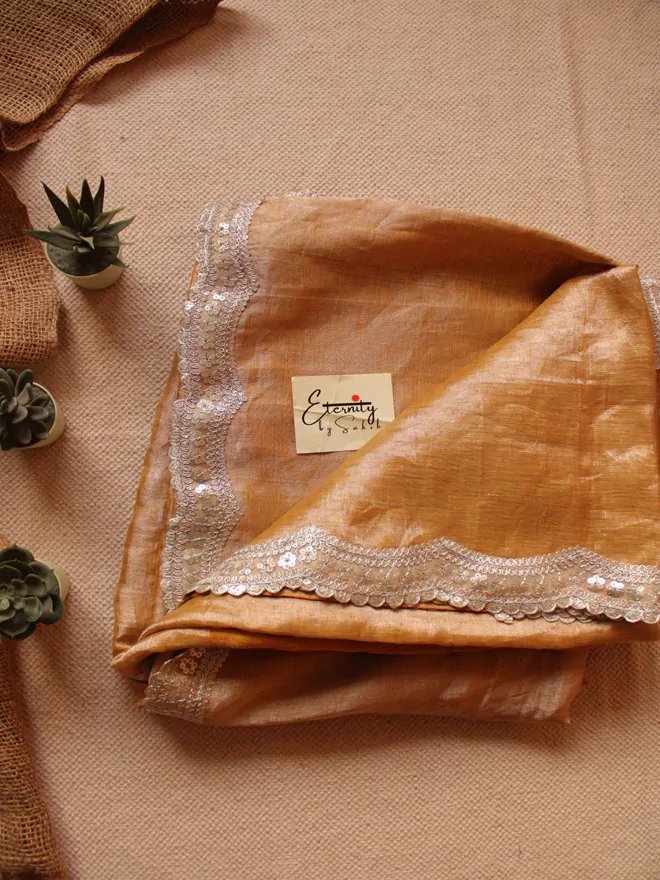 Turmeric Metallic Linen Saree