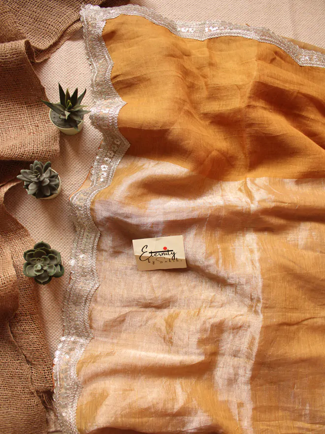 Turmeric Metallic Linen Saree