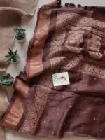Chocolate Silk Linen Saree