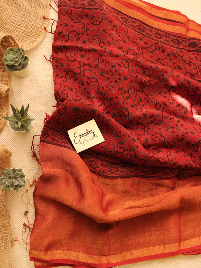 Brick Red Falak Saree