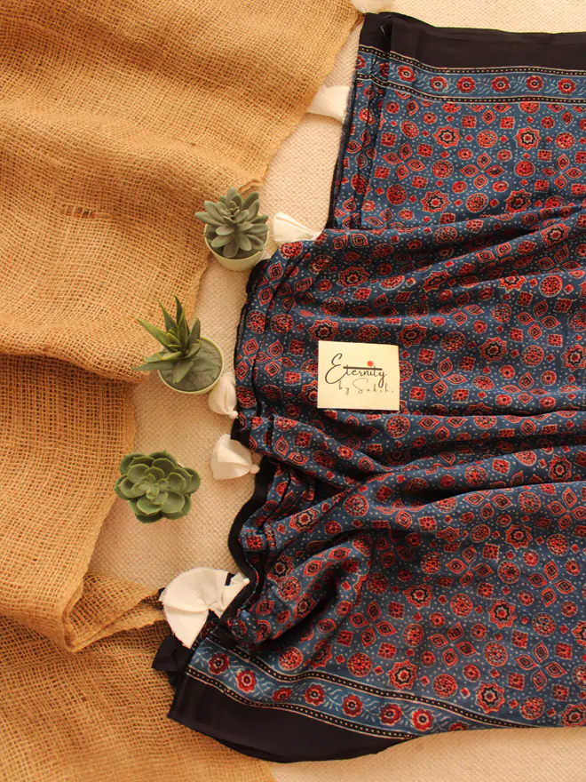 Indigo Modal Ajrakh Saree
