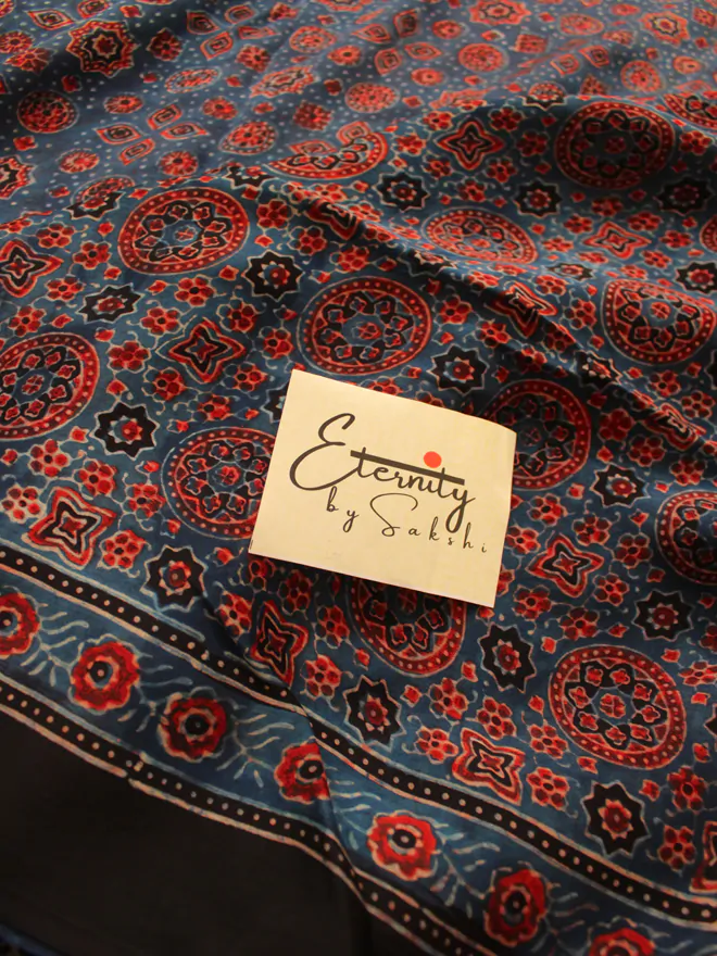 Indigo Modal Ajrakh Saree