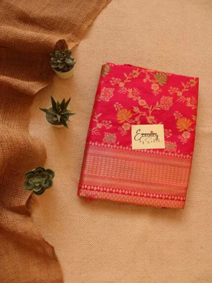 Pink Handwoven Minakari Silk Banarasi Saree