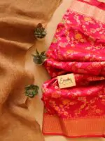 Pink Handwoven Minakari Silk Banarasi Saree