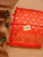 Orange Handwoven Silk Banarasi Saree