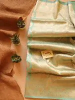 Aqua Blue Handwoven Silk Banarasi Saree