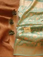 Aqua Blue Handwoven Silk Banarasi Saree