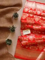 Orange Handwoven Silk Banarasi Saree 1