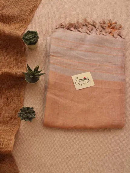 Copper Metallic Linen Saree